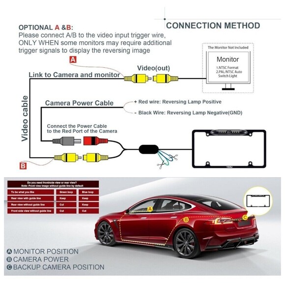YIMU License Plate Frame Backup Camera HD Rear View Reverse Camera with 7 LED... - Picture 8 of 9
